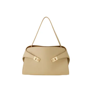 FERRAGAMO Calfskin One Shoulder Handbags Small Size Women's Greige