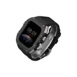 Titanium Mid-Frame+Black Strap Silver Butterfly Clasp