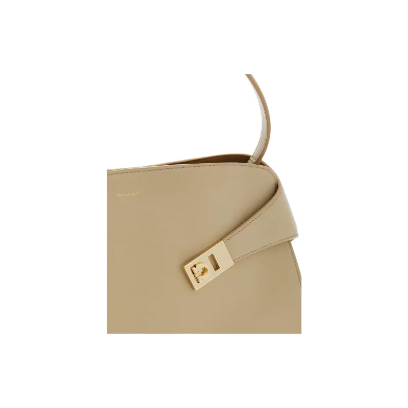 FERRAGAMO Calfskin One Shoulder Handbags Small Size Women's Greige-4