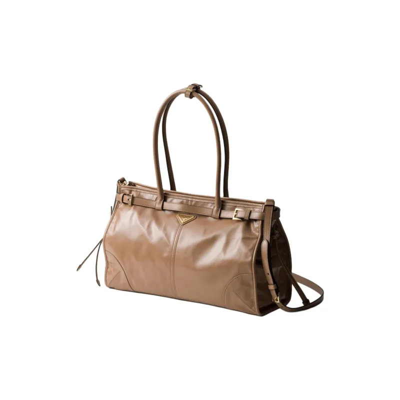 PRADA Leather Shoulder Bag, Crossbody Bag, Handbag Tubas Women's Brown-1