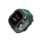 Black & Titanium Mid-Frame+Green Strap with Silver Butterfly Clasp