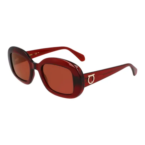 FERRAGAMO Acetate Injection Molding Oval Sunglasses Women's Brown