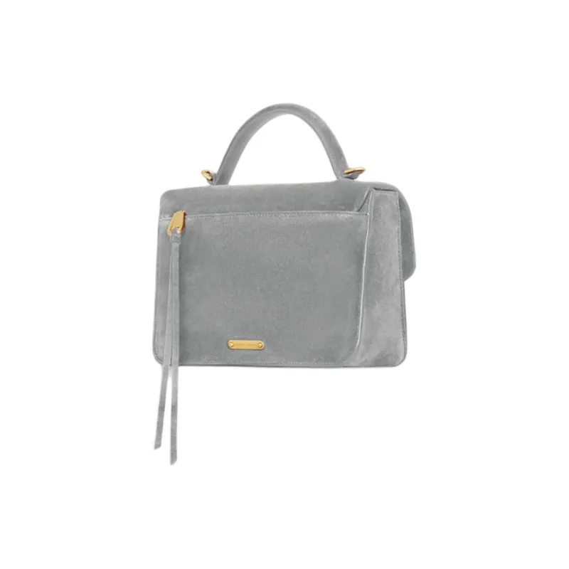 REBECCA MINKOFF Suede Leather Shoulder Bag Crossbody Bag Handbag Small Size Women's Gray-2