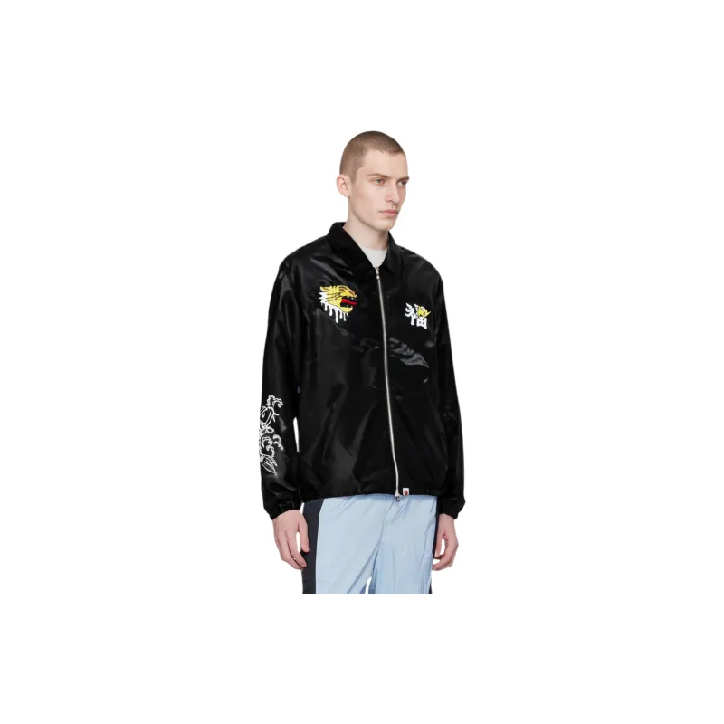 A BATHING APE Souvenir Embroidered Design Satin Jacket-2