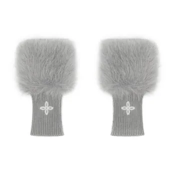 SMFK Knit Cotton Yarn+Faux Fur Fabric Accessories Women's Dusty Gray