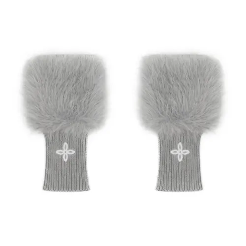 SMFK Knit Cotton Yarn+Faux Fur Fabric Accessories Women's Dusty Gray