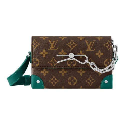LOUIS VUITTON Leather Shoulder Bag Crossbody Bag Men's Brown & Green