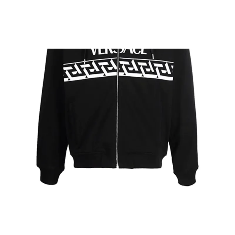 VERSACE Logo Printed Zipped Hoodie Sweatshirts-4