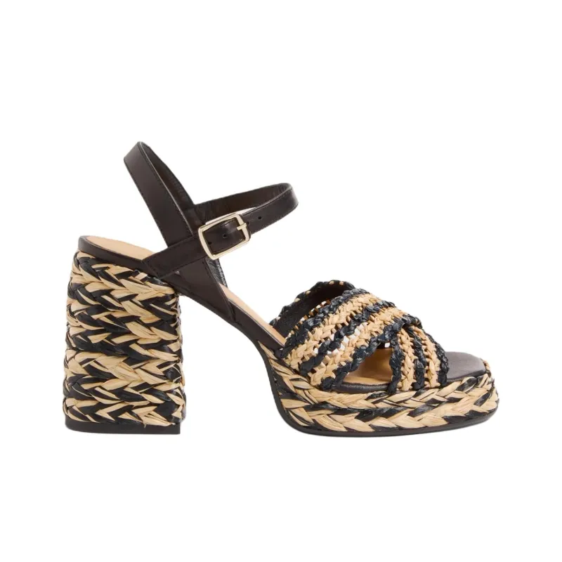 Castañer One Strap Sandals 7cm Women's Black/Tan-1