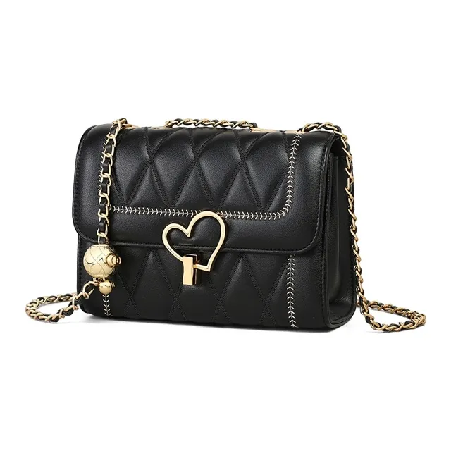 VINEY Cow Leather With Synthetic Leather Shoulder Bag, Crossbody Bag, Small Square Bag Regular Women's Black-2