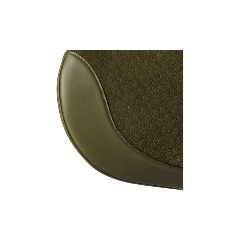 GUCCI Suede One Shoulder Handbag Medium Size Women's Dark Green-6