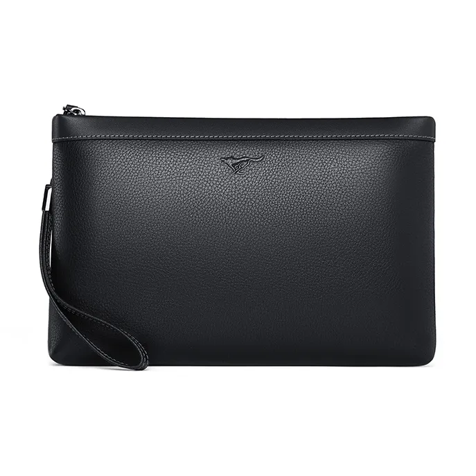 SEPTWOLVES Top Grain Cow Leather Handheld Bag Clutch Regular Unisex Black-1