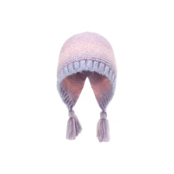 FREE RABBITⅡ Korean Style Tassel Braid Beanie Winter Travel Warm Ear Protection Knitted Hat Women's