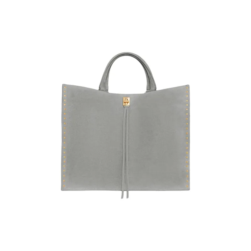 REBECCA MINKOFF Suede Leather Tote Bag Shopping Bag Shoulder Bag Crossbody Bag Handbag Women's Gray-0