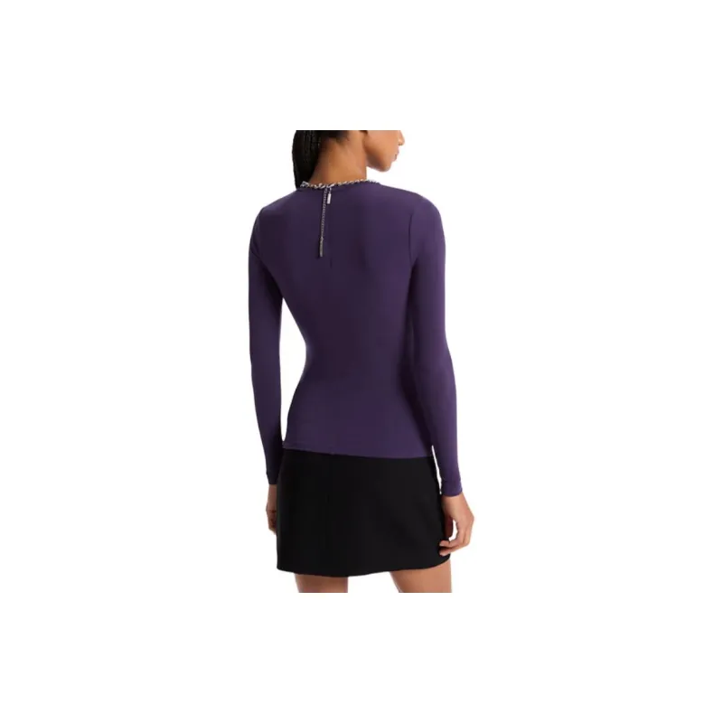 MICHAEL KORS Embellished Matte Jersey Keyhole Top-1
