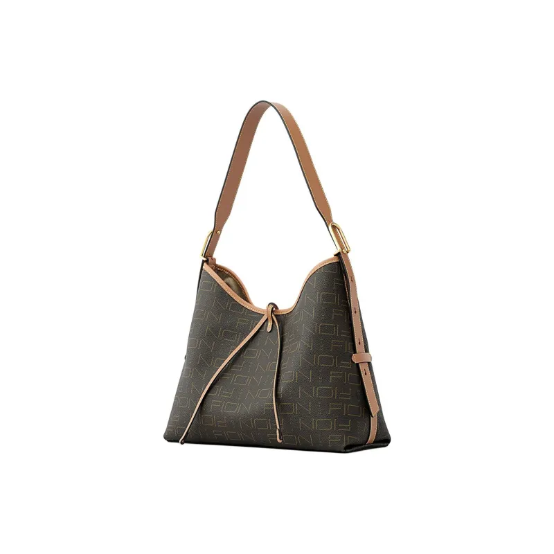 FION Coated Canvas Shoulder Bag Tote Shopping Bag Crossbody Bag Medium Size Women's Multicolor-3