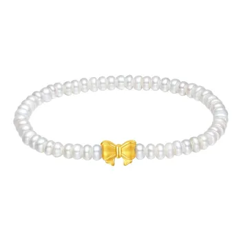 ZHOU LIU FU Bowknot Camellia 5D Hard Gold Elegant # Good Luck Solid Gold Fixed Price Bracelets Women's