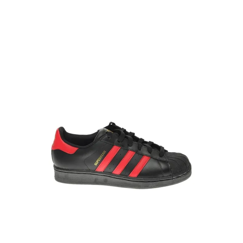 Adidas Originals Superstar J Anti-Slip Wear-Resistant Low-Top Kids' Skateboarding Shoes Black Red Kids'-1