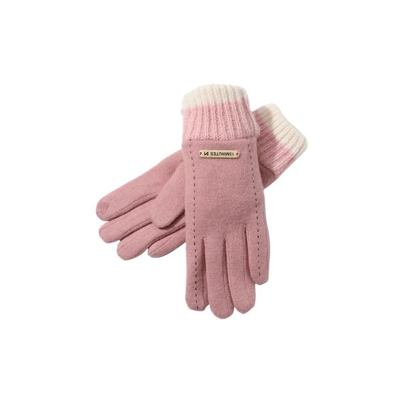 15 MINS 70% Wool 30% Polyester Knit Gloves Women's Multiple Colors-0