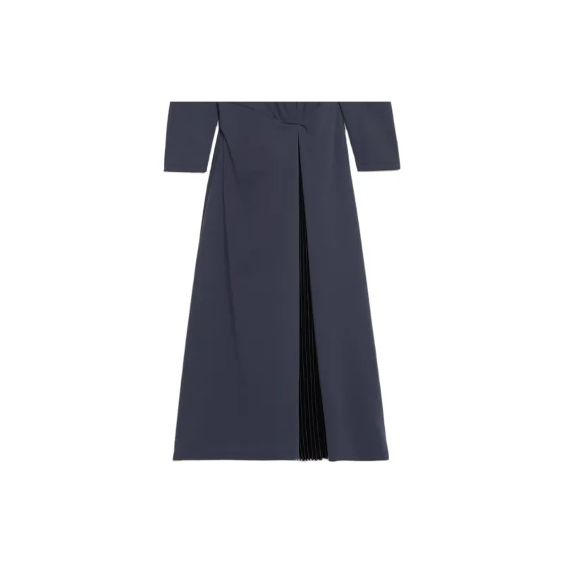 WEEKEND MaxMara Gessy Collection Pleated Jersey Dress Long-Sleeved Dresses Women's Navy-5