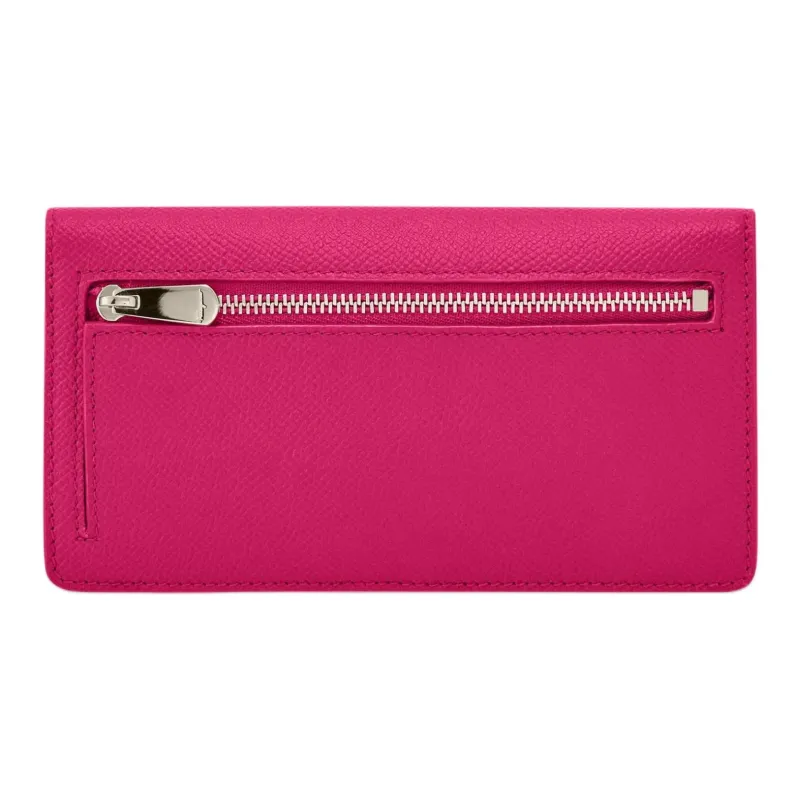 FERRAGAMO GANCINI Hammered Texture Calfskin Wallet Women's Rose Pink-2