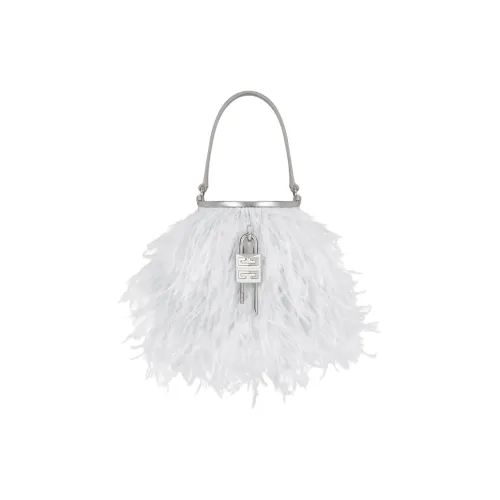 Givenchy Shark Lock Viscose Bucket Bag, Shoulder Bag, Crossbody Bag, Handbag Mini Women's White