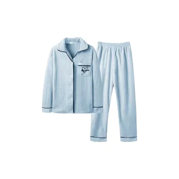 Urban Beauty Pajama Set Women's Lake Blue Drawstring Heart