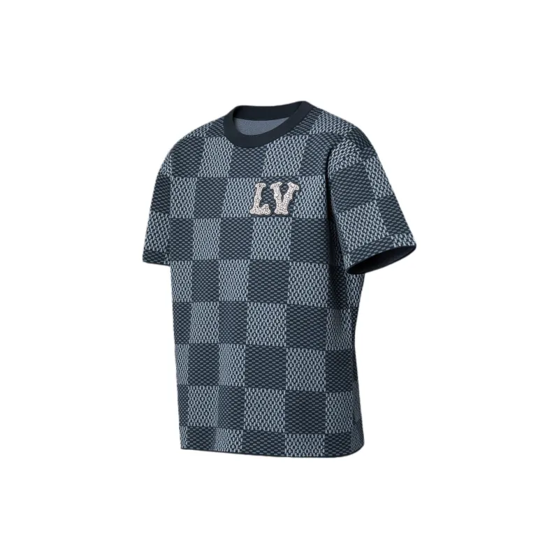 LOUIS VUITTON Damier Short Sleeved Crewneck With Lv Crystal Patch-2