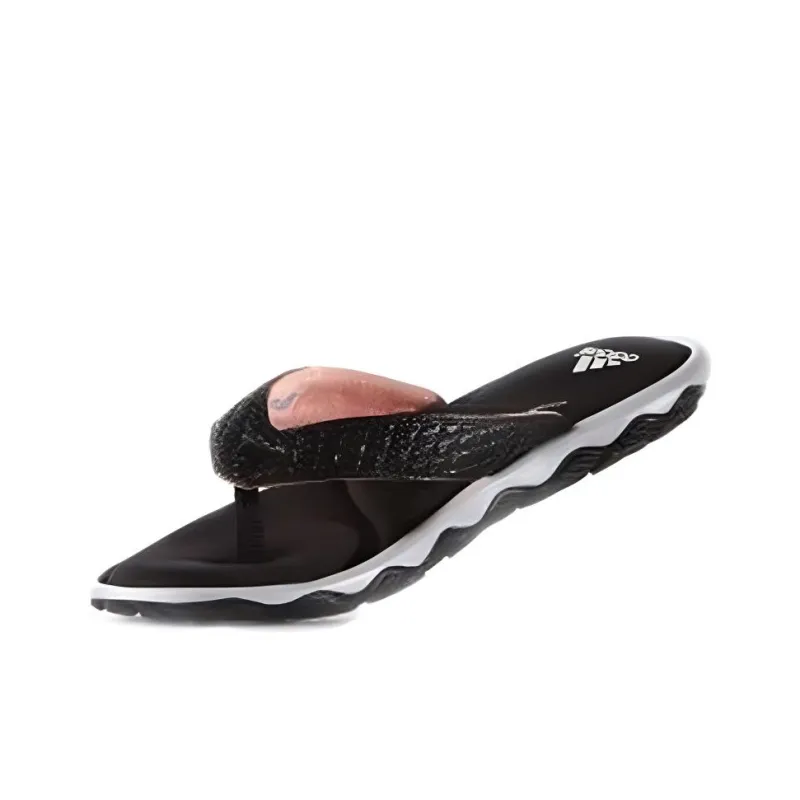Adidas Anyanda Fle Abrasion-Resistant Slip-Resistant Flip Flops Women's Black White-1