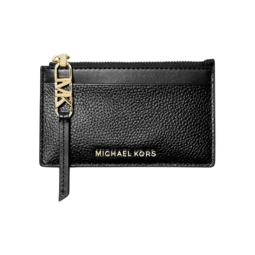 MICHAEL KORS Litchi Grain Leather Card Holder Small Size Women's Black