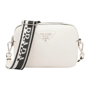 PRADA Leather Camera Bag Shoulder Bag Crossbody Bag Medium Size Women's White
