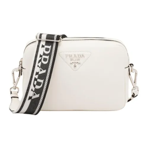 PRADA Leather Camera Bag Shoulder Bag Crossbody Bag Medium Size Women's White