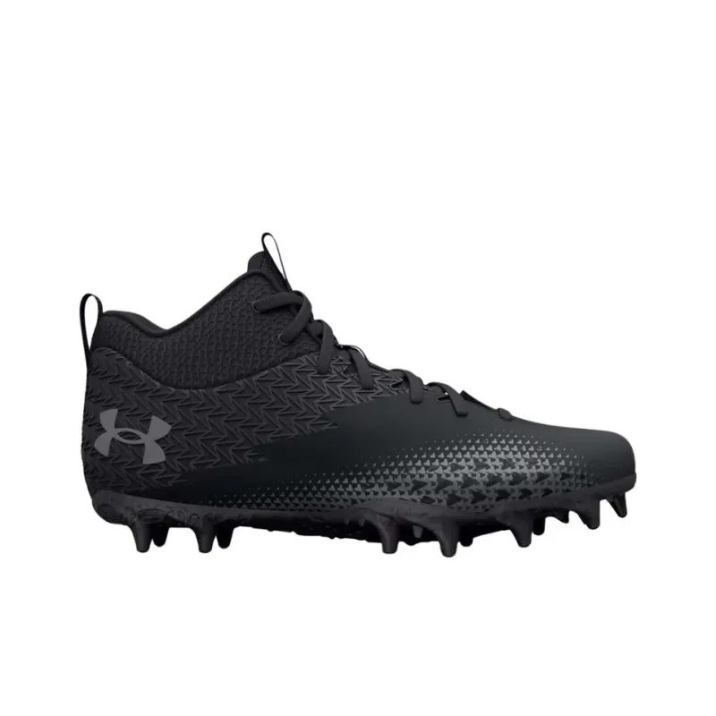 Under Armour Spotlight Select 3 MC Anti-Slip Wear-Resistant Mid-Top Kids' Soccer Shoes Black Teenagers-1