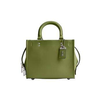 COACH Rogue Glove Tanning Shoulder Bag Crossbody Bag Handbag Medium Size Women's Silver Deep Lime Gray