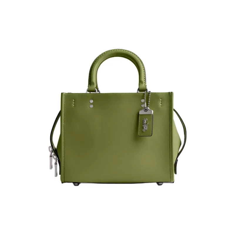 COACH Rogue Glove Tanning Shoulder Bag Crossbody Bag Handbag Medium Size Women's Silver Deep Lime Gray-0