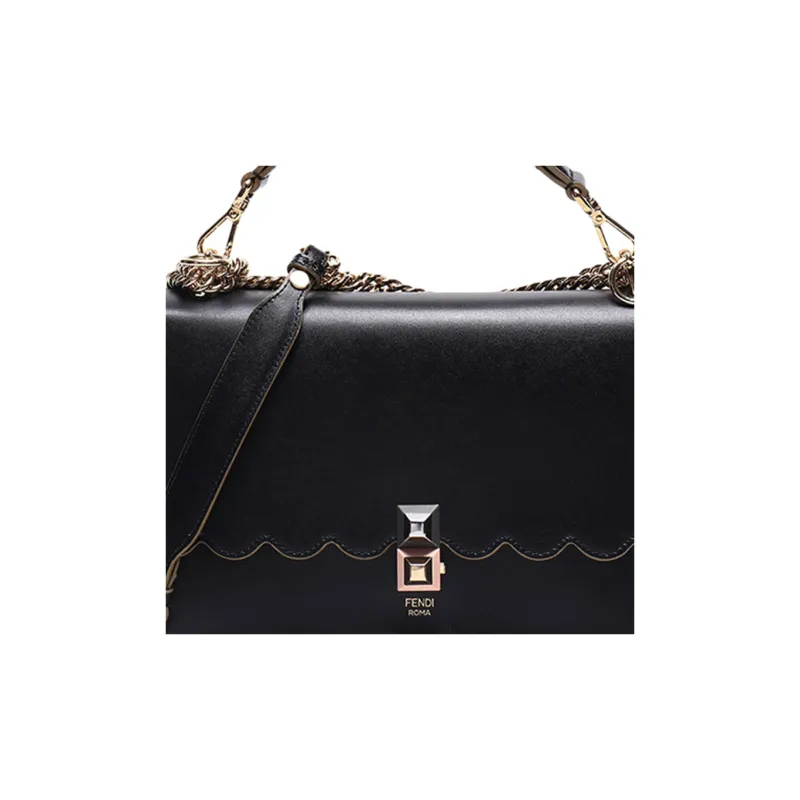 FENDI Cow Leather One Shoulder Handbag Regular Women's Black-3