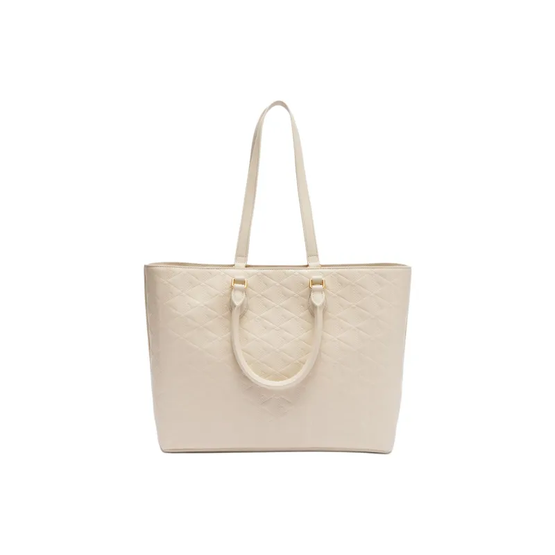 LACOSTE Cow Leather Tote Bag Shopping Bag Shoulder Bag Handbag Women's Bone White-2