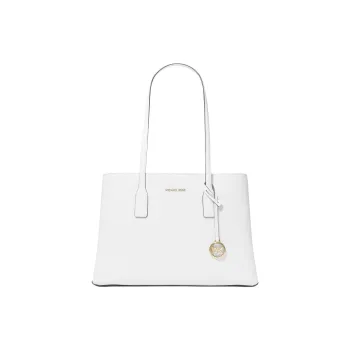MICHAEL KORS Cow Leather Tote Bag, Shopping Bag, Shoulder Bag, Handbag Medium Size Women's Optical White Color