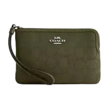 COACH Calfskin Wrist Bag Clutch Trumpets Women's Olive
