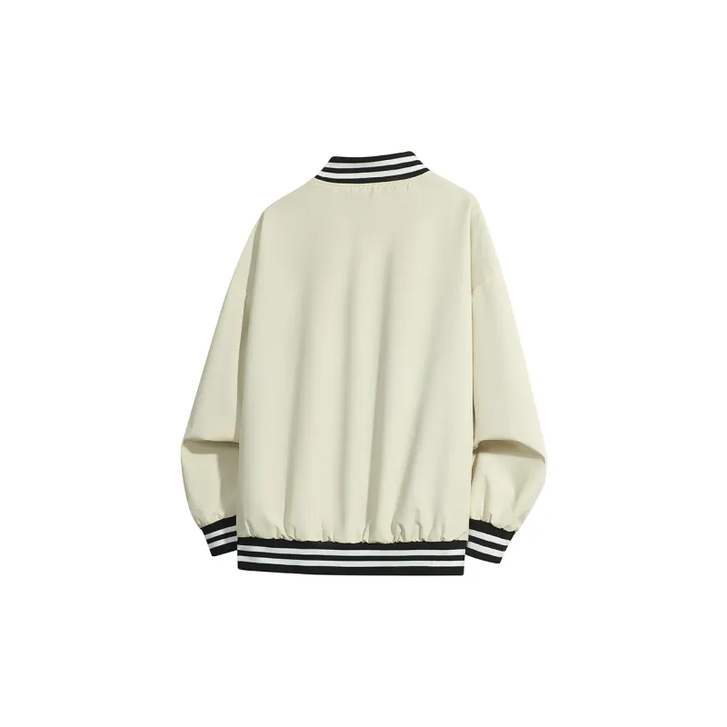 Lafetto Baseball Jacket Coat Unisex Khaki/Black-1