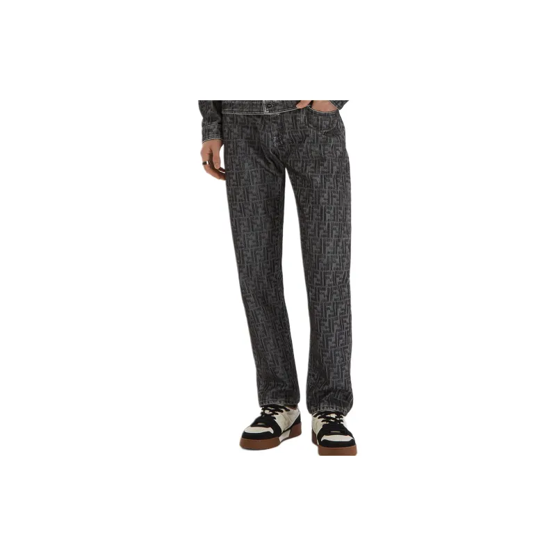 FENDI Ff Jacquard Straight Leg Jeans-3