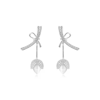 Sentimentality S925 Silver, Zircon, Glass Cat's Eye Earrings Women's