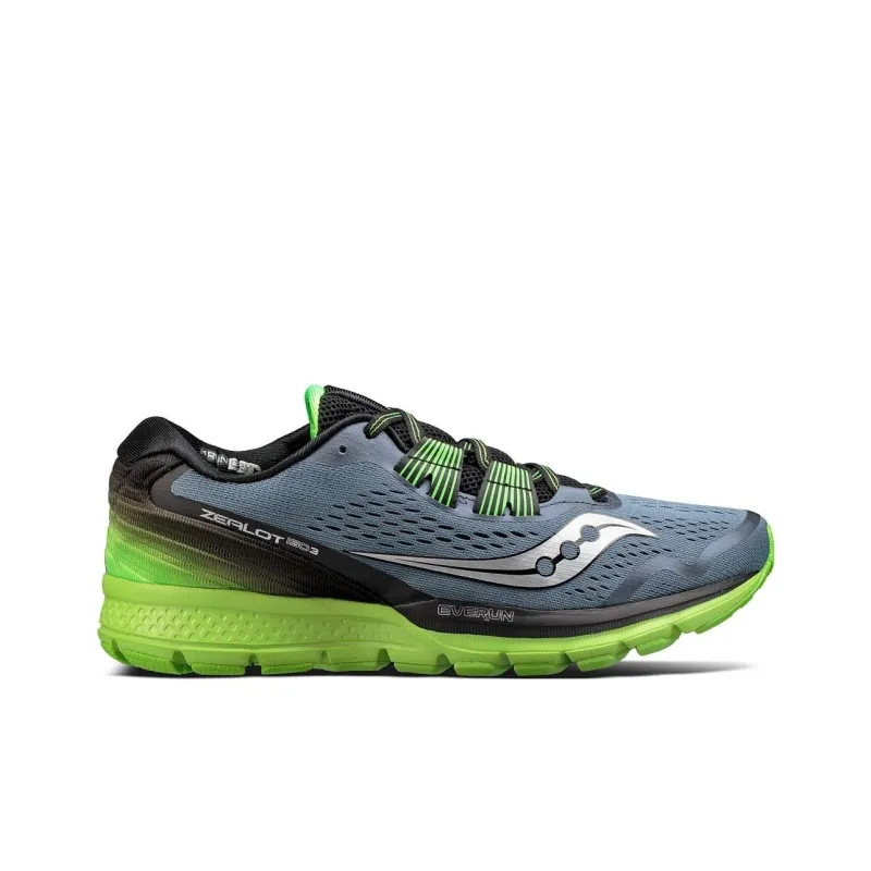 Saucony Zealot Iso 3 Shock Absorbers With Slip Resistant Features Low Top Running Shoes Men's Gray Black Green-1