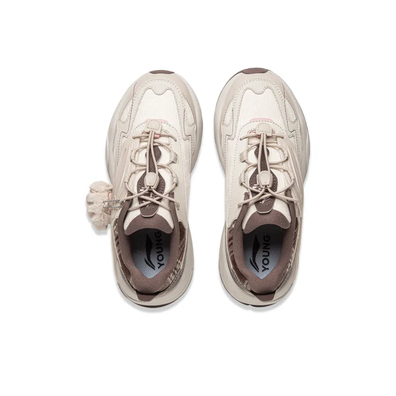 LINING YOUNG Wear Resistant Low Top Kids Lifestyle Shoes Pink Apricot Kids'-3