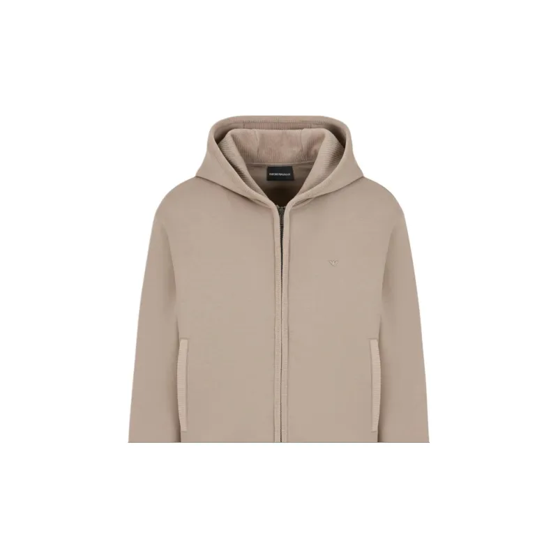 EMPORIO ARMANI Logo Embroidered Zip Up Hoodie-4