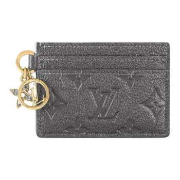 LOUIS VUITTON CHARMS Leather Card Holder Regular Women's Gray
