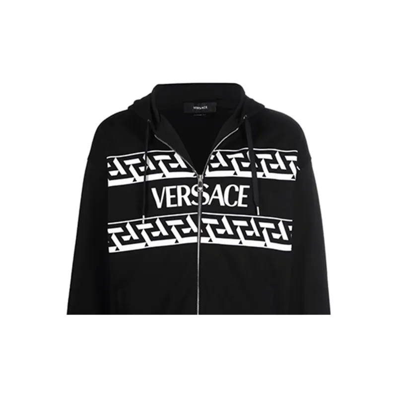 VERSACE Logo Printed Zipped Hoodie Sweatshirts-5