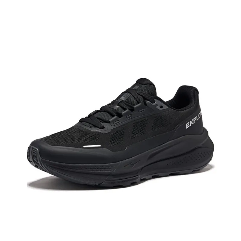 Erke Anti Slip And Wear Resistant Support Low Top Running Shoes Men's Jet Black-2