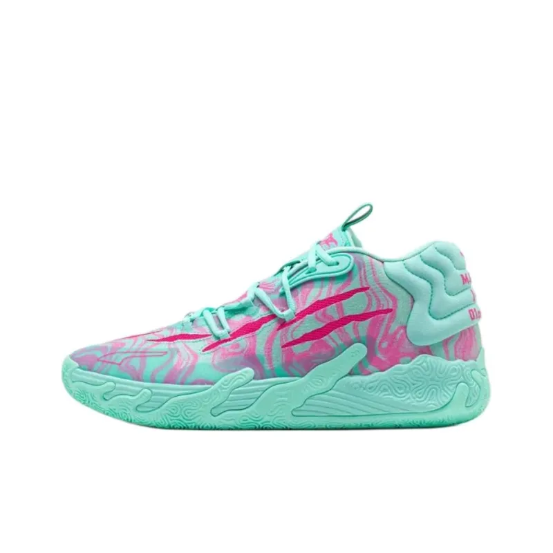PUMA MB.03 Anti Slip Wear Resistant Mid Top Children's Basketball Shoes Green Teenagers-0