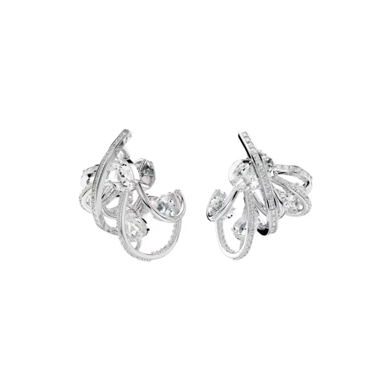 Swarovski Rhodium-Plated Clip-On Earrings Women's White-1